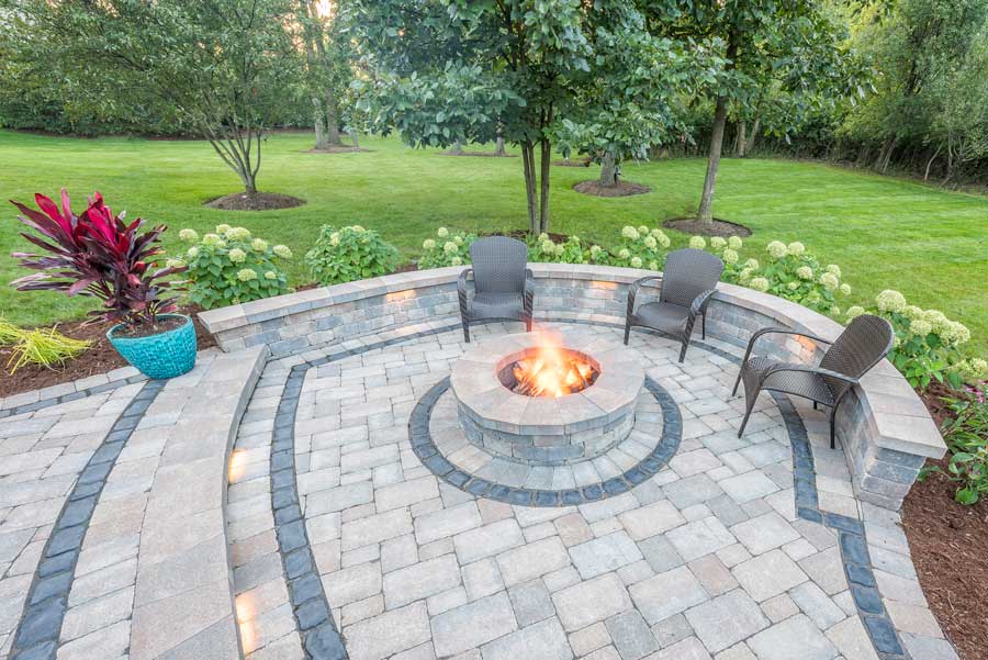 large outdoor fireplace area